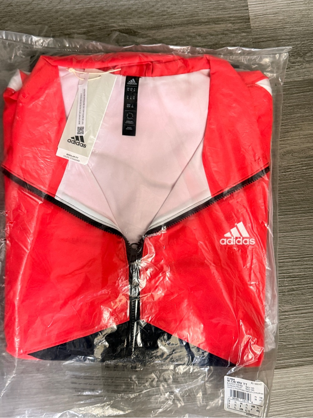 NWT Adidas Men's Colourblock Woven Track Jacket Black/Red Size XL